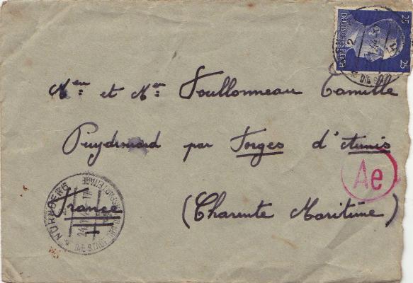 AA Lettre Foullonneau Enveloppe 23 janv 1944