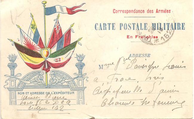 Moinet Pierre carte postale à sa tante Marie R