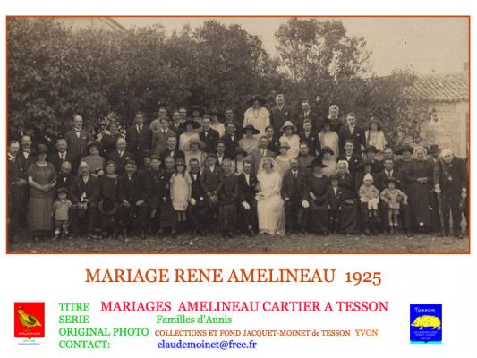 1B  AMELINEAU RENE MARIAGE A TESSON 1925 copie