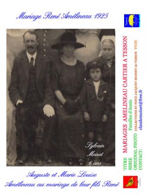 1E AMELINEAU RENE MARIAGE 1925 LES MARIES GROS PLAN (3)